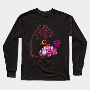 Purple Car Drives Love on Valentine Day Costume Gift Long Sleeve T-Shirt